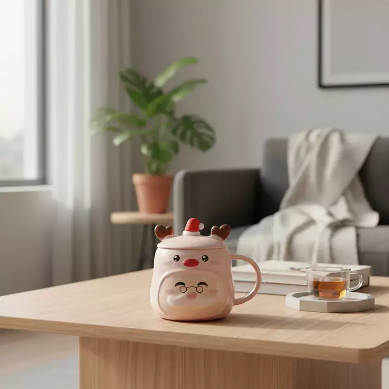 Taza de Santa y Reno Navideña y Moderna-2