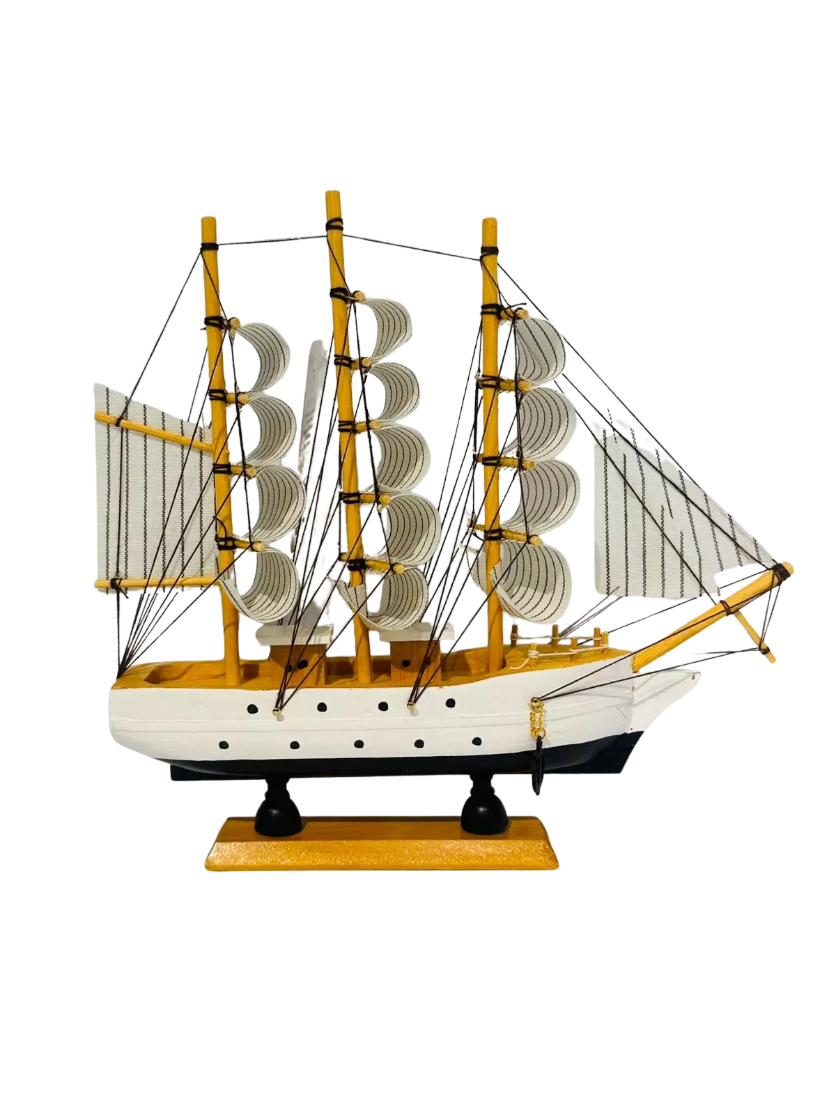 Adorno: Barco Velero De Madera 23cm-2