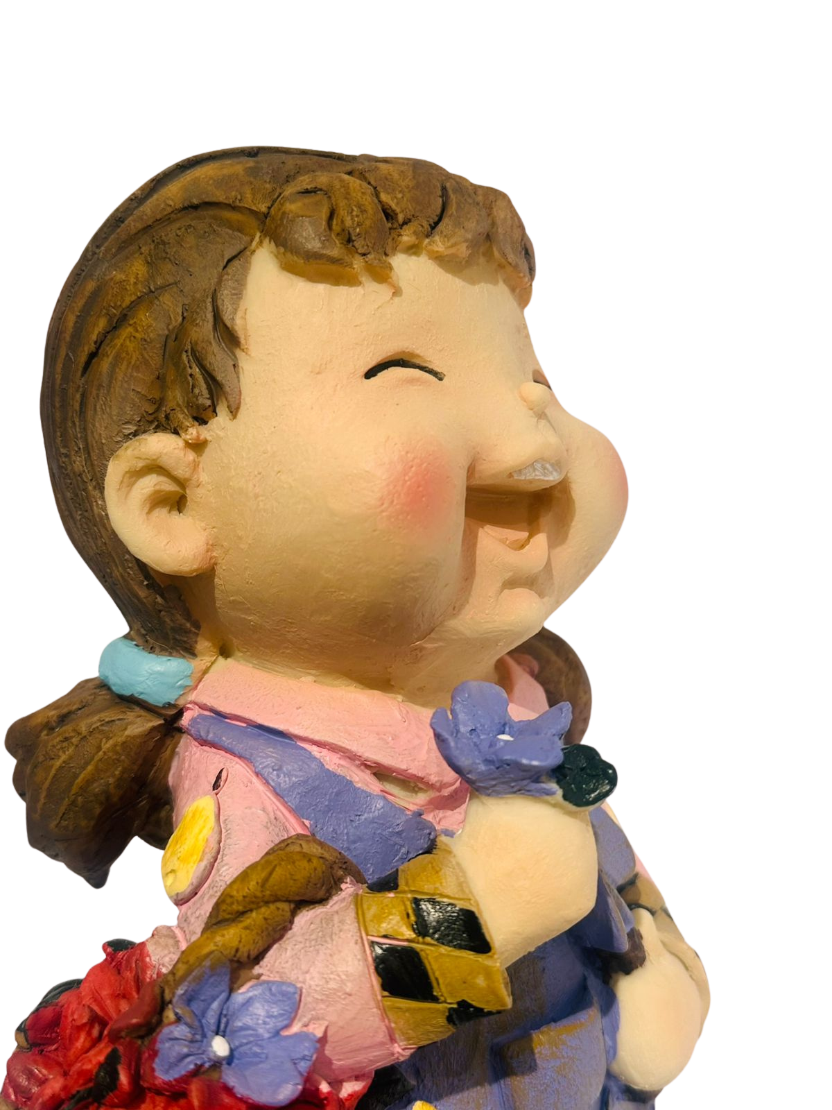 Figura Decorativa Niña Con Flores Vintage 29cm-3