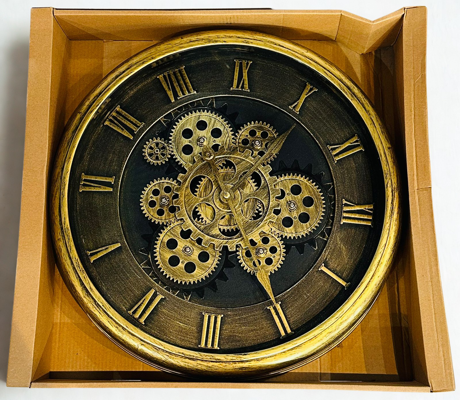 Reloj De Pared Vintage Dorado Envejecido 40cm-2
