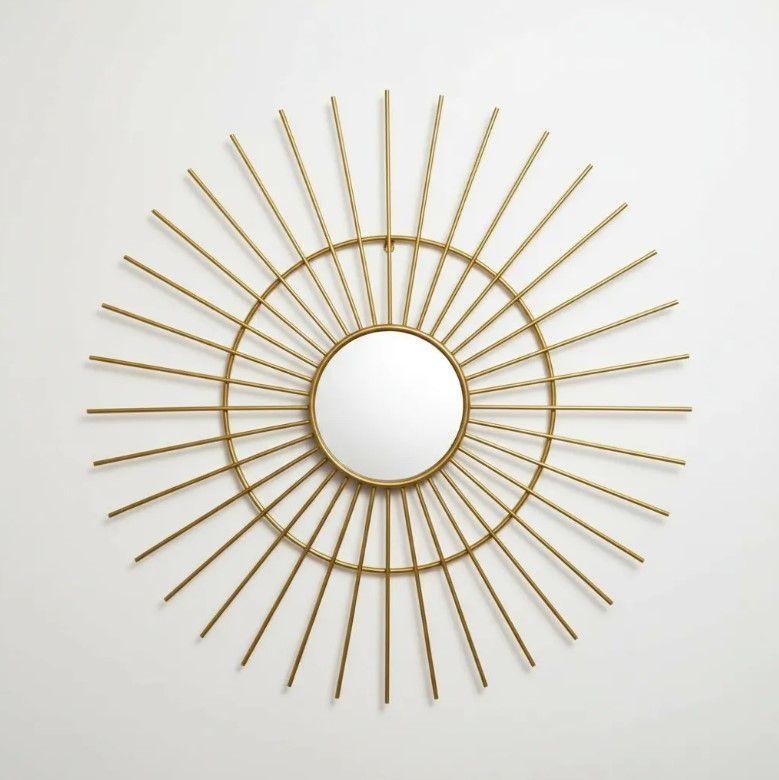 Espejo Decorativo Dorado 80cm, Diseño Sol-0