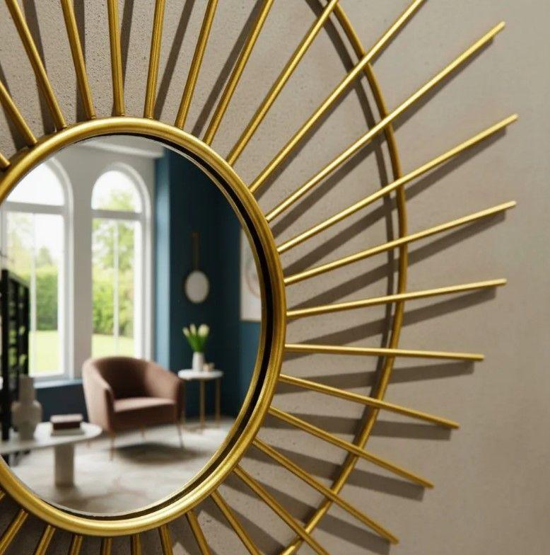 Espejo Decorativo Dorado 80cm, Diseño Sol-3