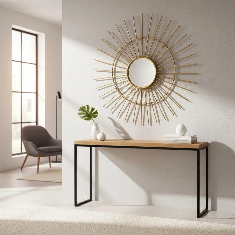 Espejo Decorativo Dorado 80cm, Diseño Sol-1