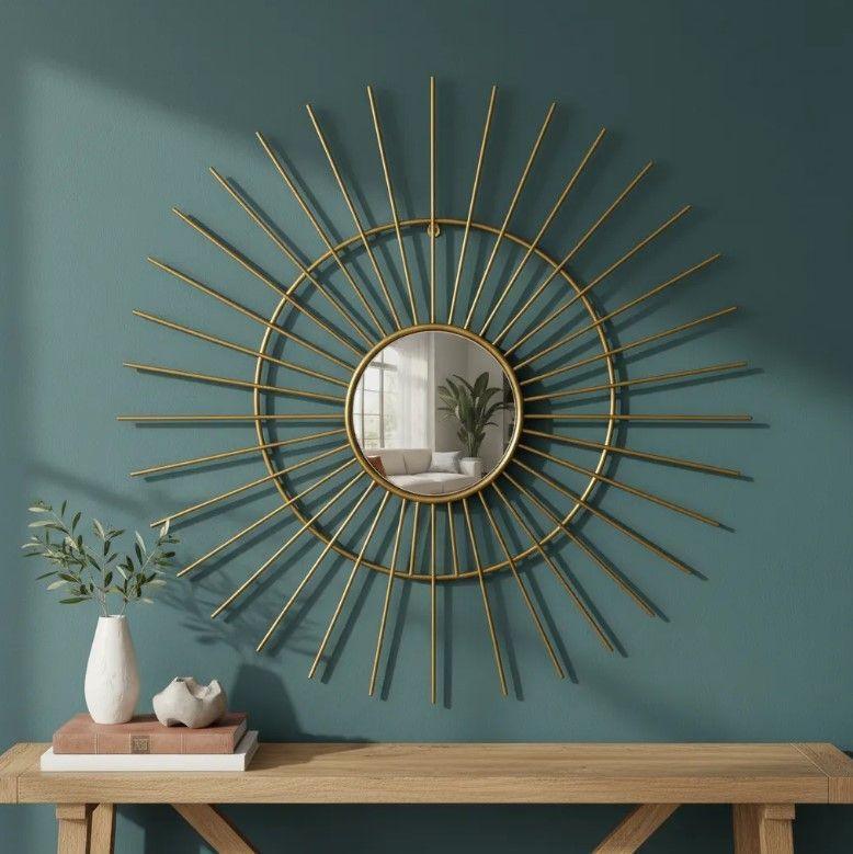 Espejo Decorativo Dorado 80cm, Diseño Sol-2
