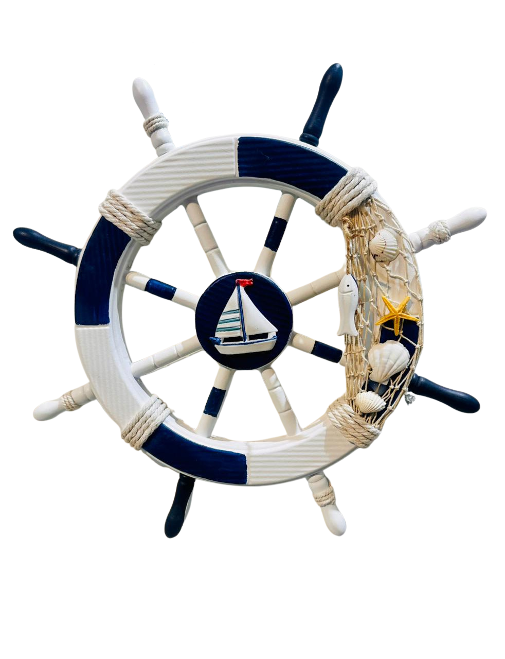 Adorno Timón De Capitán De Madera 43x43cm-2