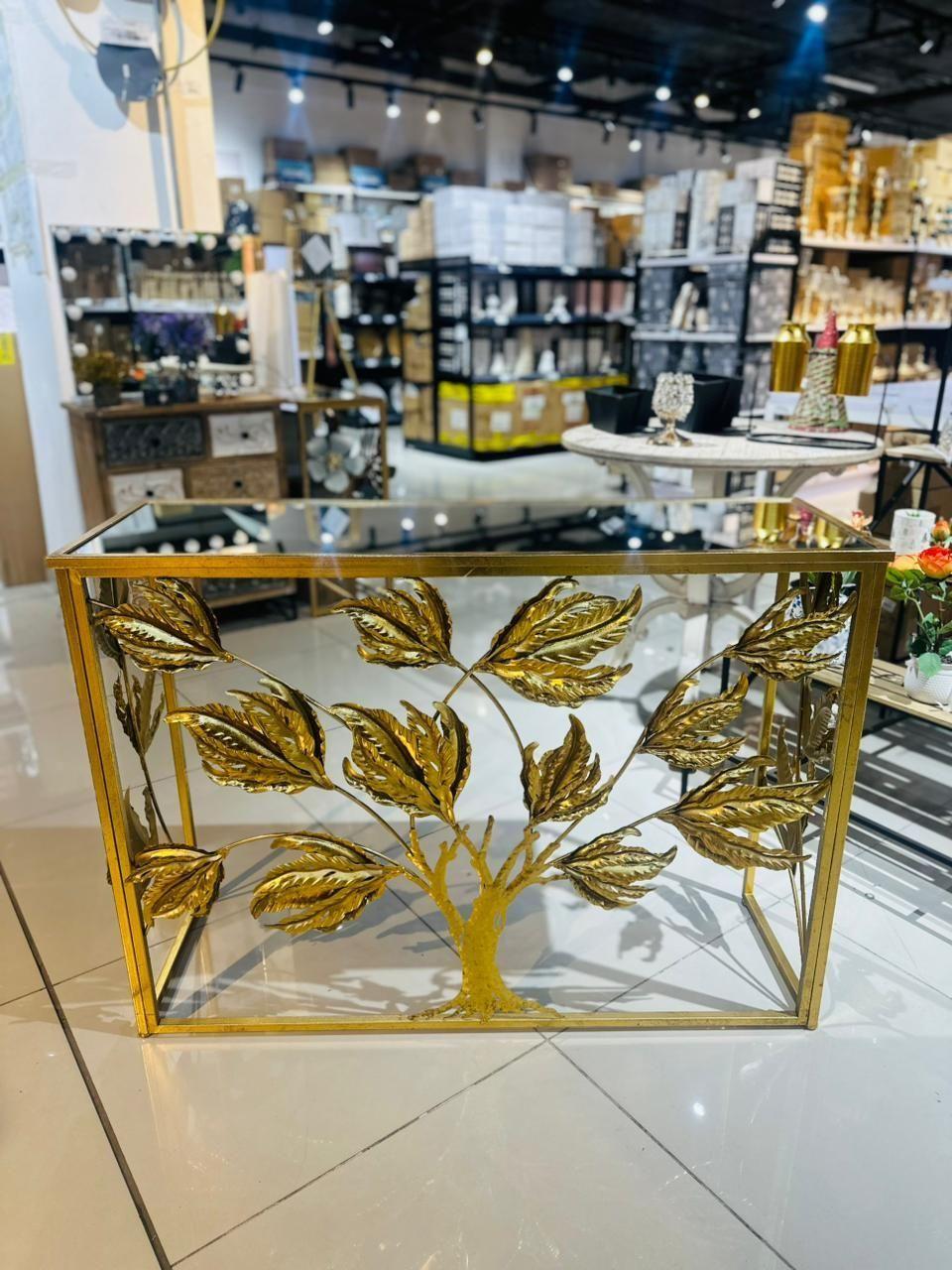 Mesa De Arrimo Elegante, Diseño Árbol De La Vida Dorado-5