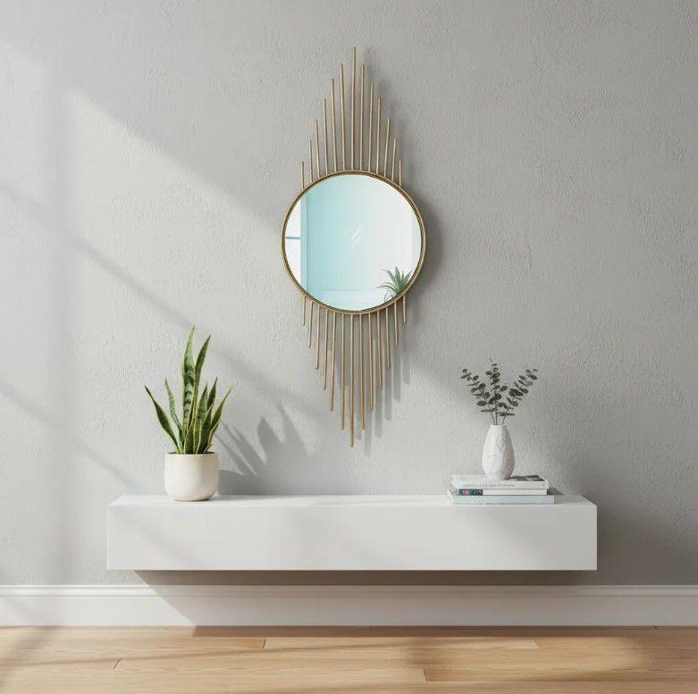 Espejo Decorativo Metálico Color Dorado-2