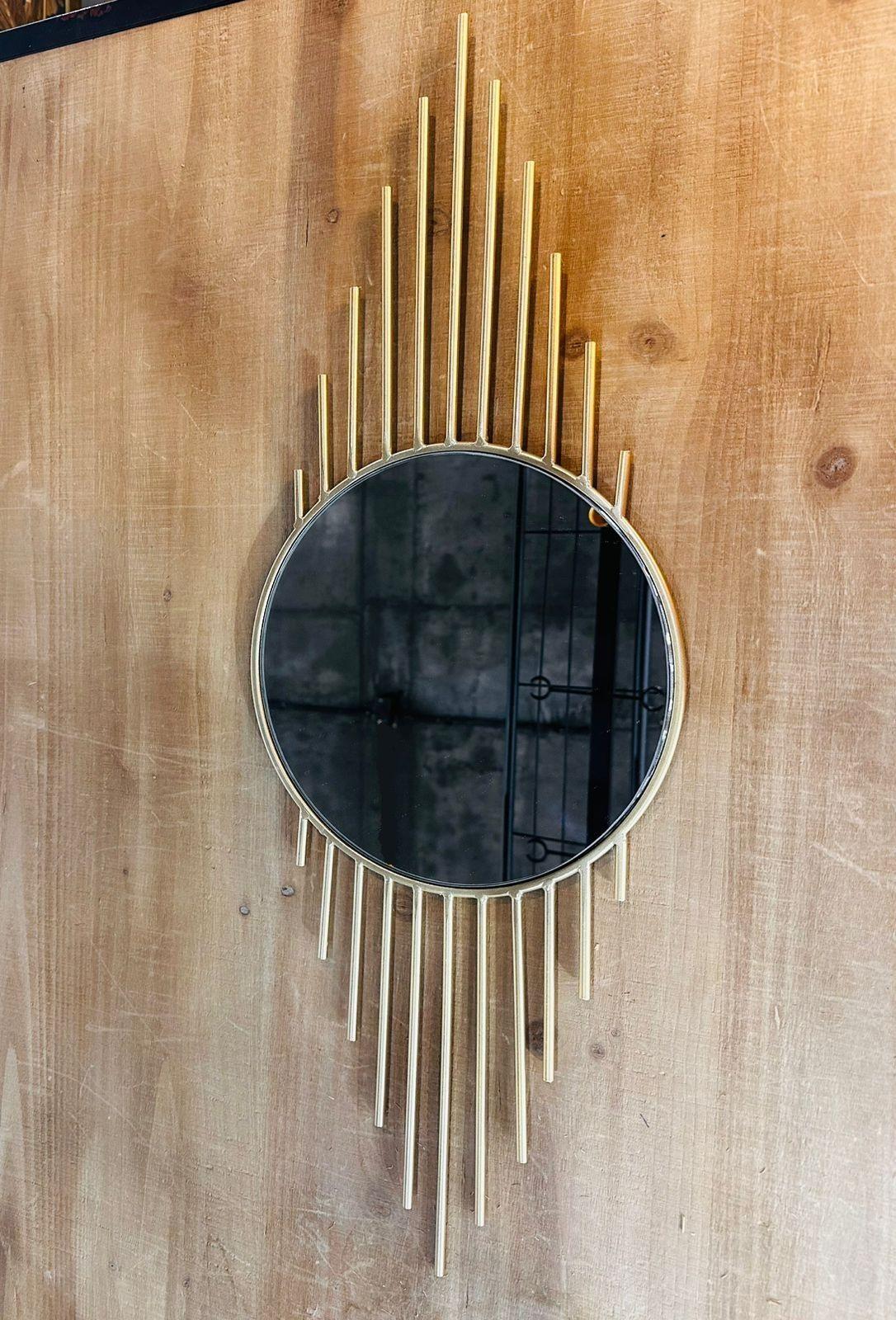 Espejo Decorativo Metálico Color Dorado-4