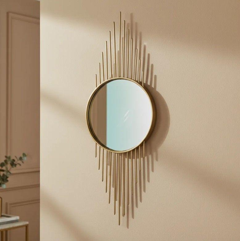 Espejo Decorativo Metálico Color Dorado-3