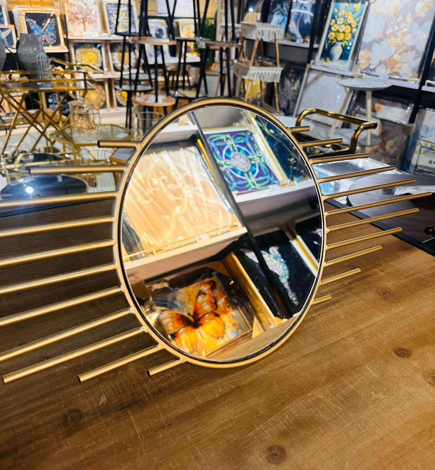 Espejo Decorativo Metálico Color Dorado-5