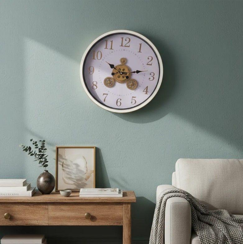 Reloj Decorativo De Pared Con Detalles Dorados 37cm-3