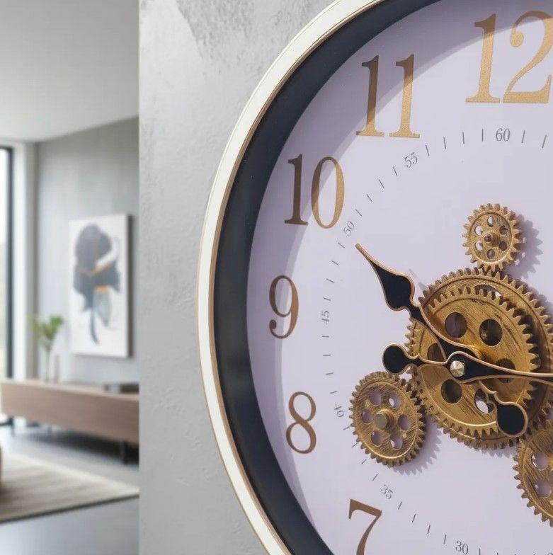 Reloj Decorativo De Pared Con Detalles Dorados 37cm-4