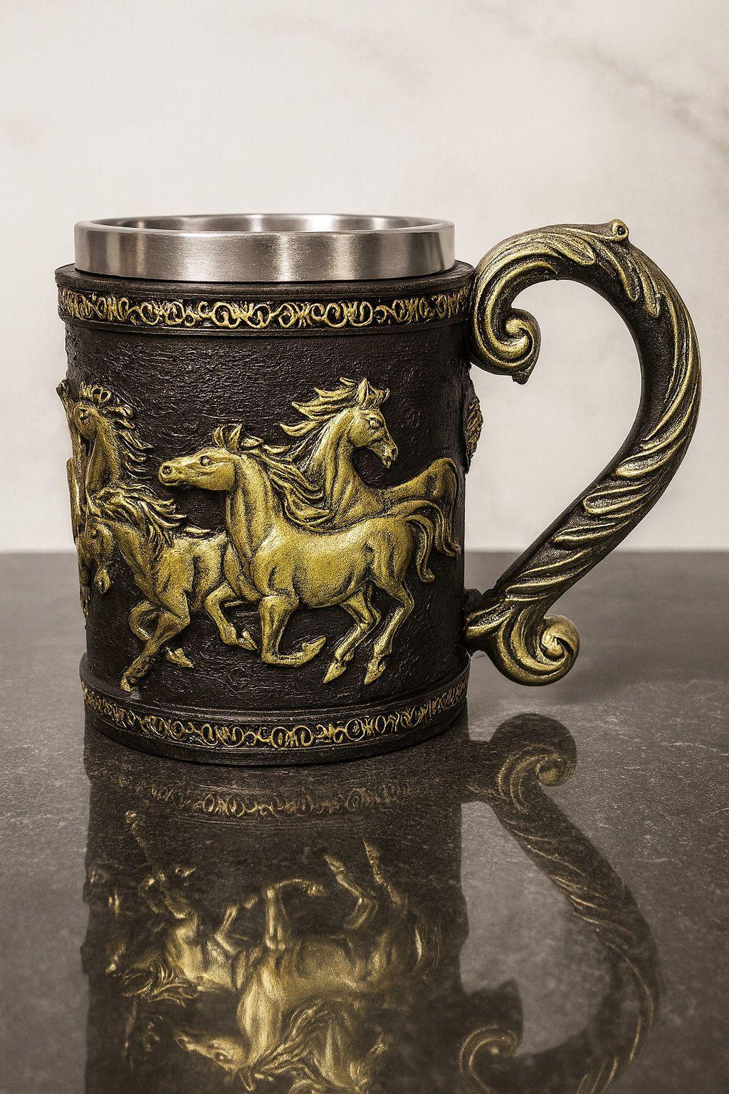 Tazon - Taza Termica De Acero con Caballos en Relieve-2