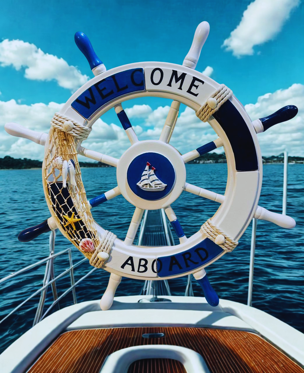 Adorno Timón De Capitán De Madera 62x62cm-2