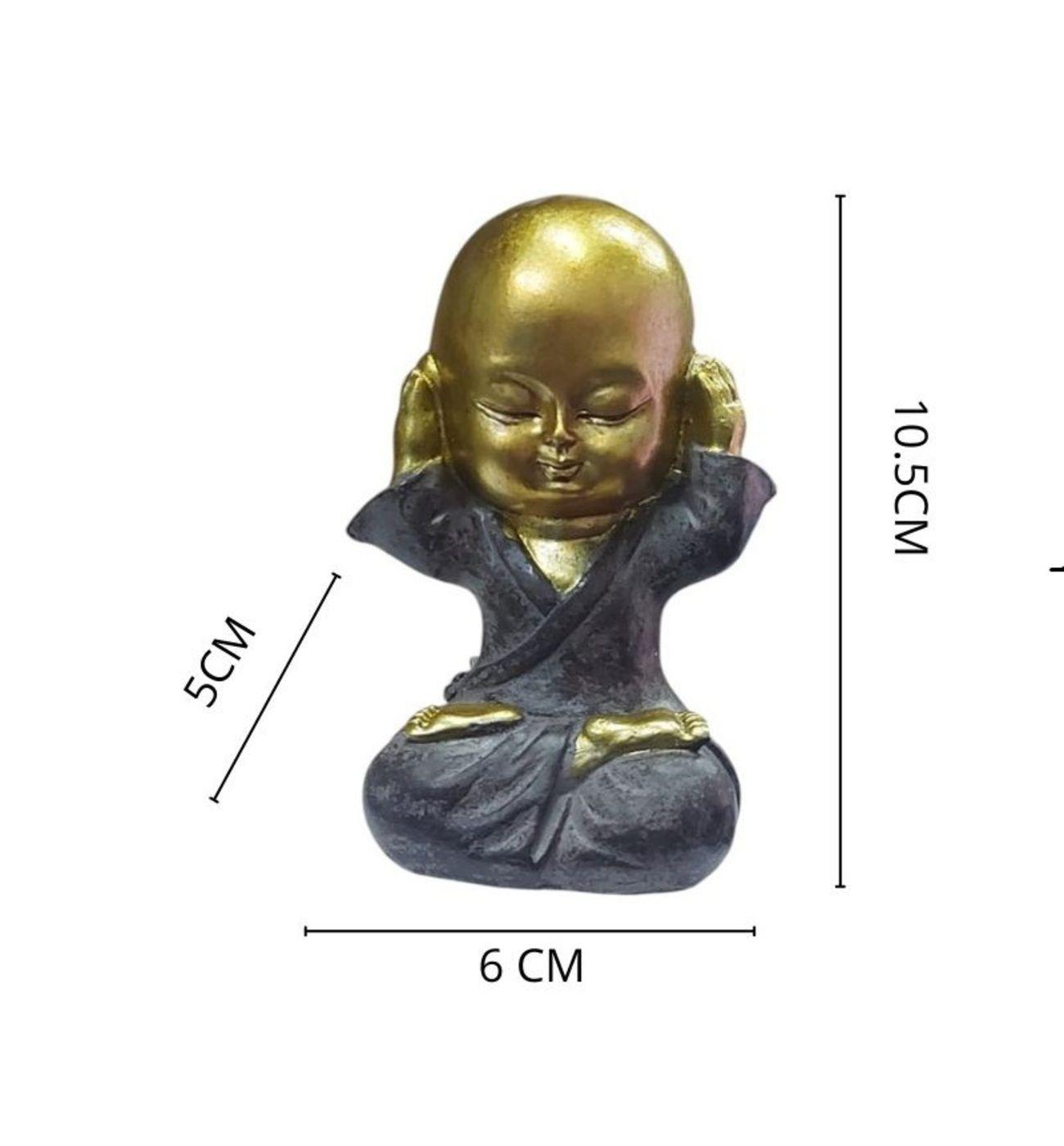 Set 3 Figuras Monjes Sabios Budas Dorados Adorno Decorativo-3