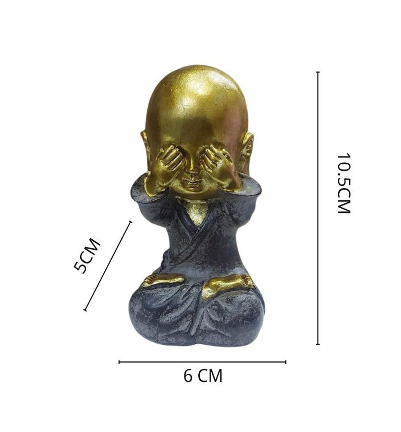 Set 3 Figuras Monjes Sabios Budas Dorados Adorno Decorativo-4