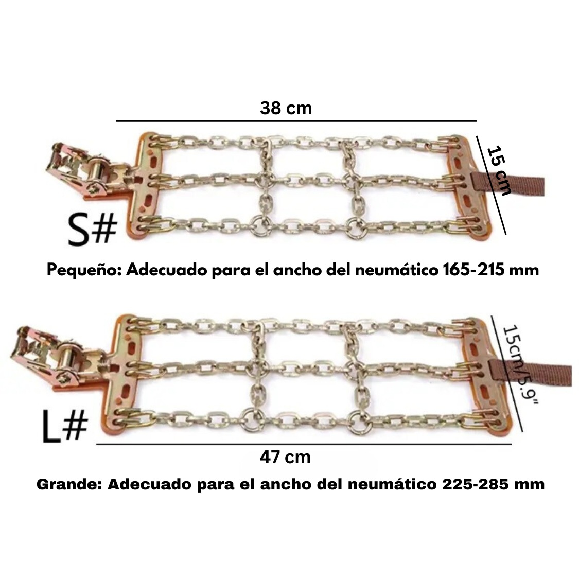 Cadena Neumático Antideslizante Nieve Barro Universal X 8pzs GRANDE-1