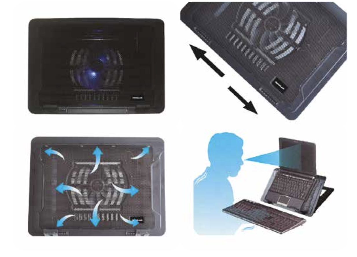 COOLING PAD TECNOLAB  9 A 17 PULGADAS CON LUZ LED TL156-1