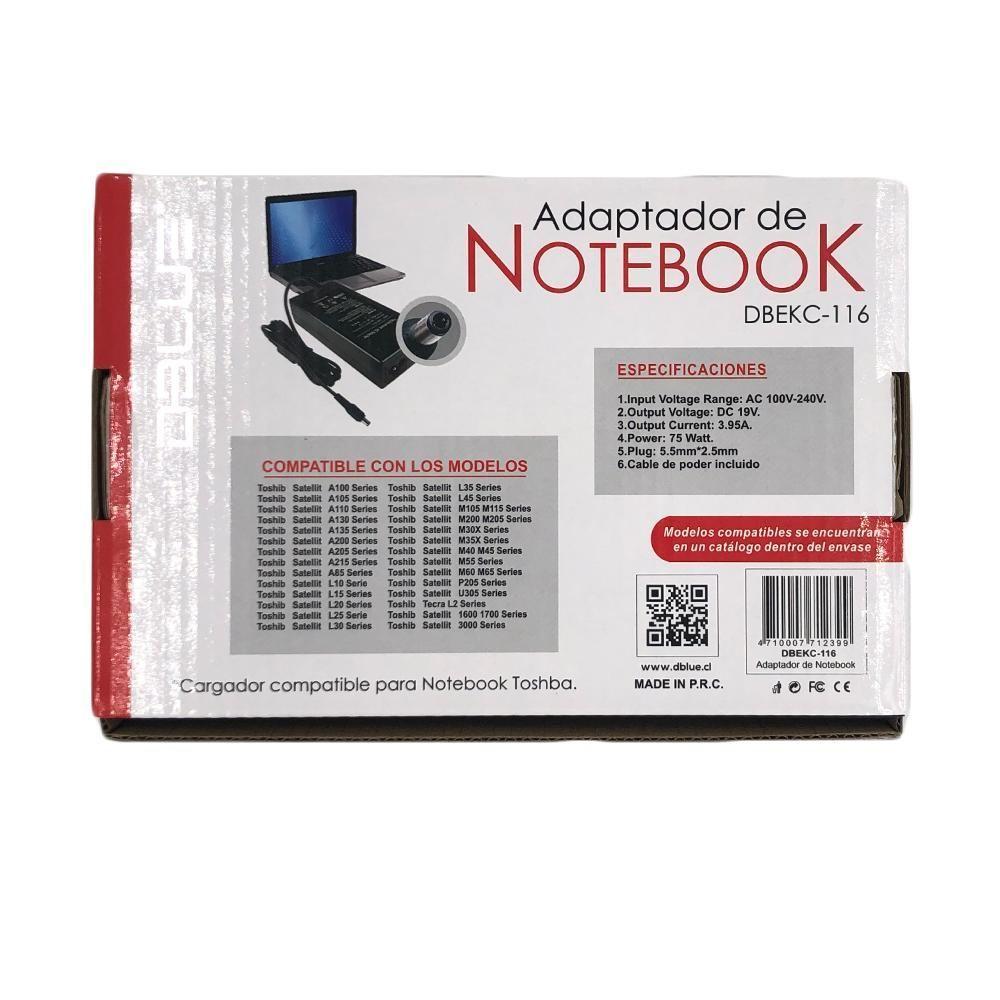 CARGADOR NOTEBOOK ALTERNATIVO TOSHIBA DBEKC-116-1