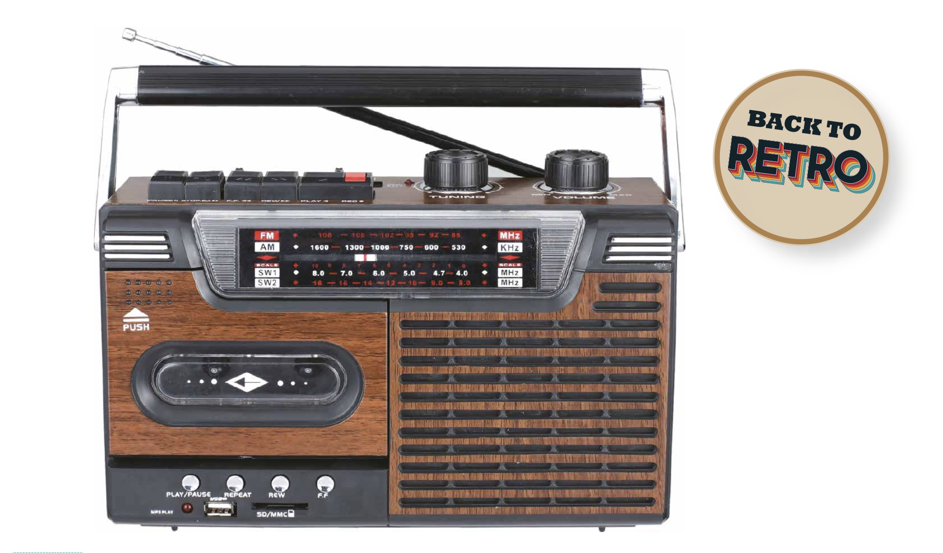 RADIO GRABADORA CASSETTE RETRO BLUETOOTH AUDIOPRO AP02076-0
