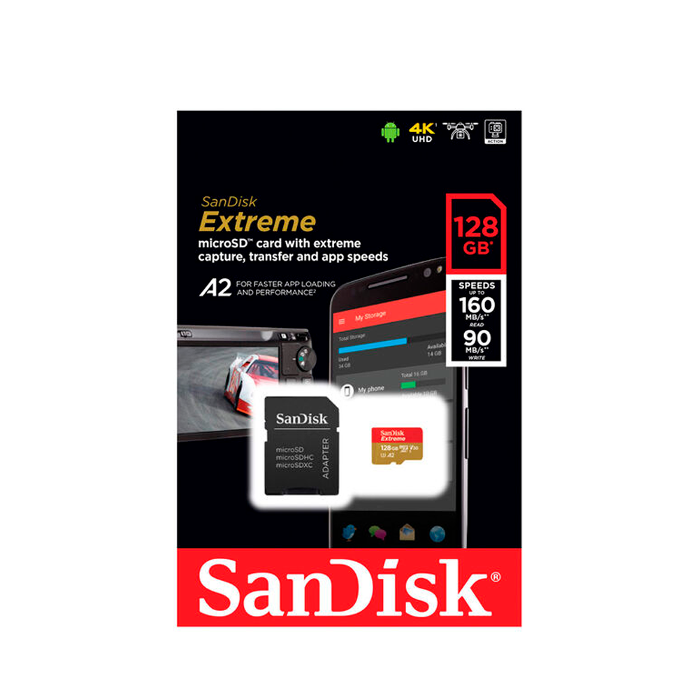 TARJETA MICRO SD SANDISK EXTREME 4K 128 GB CLASS 10 GN6MA-0