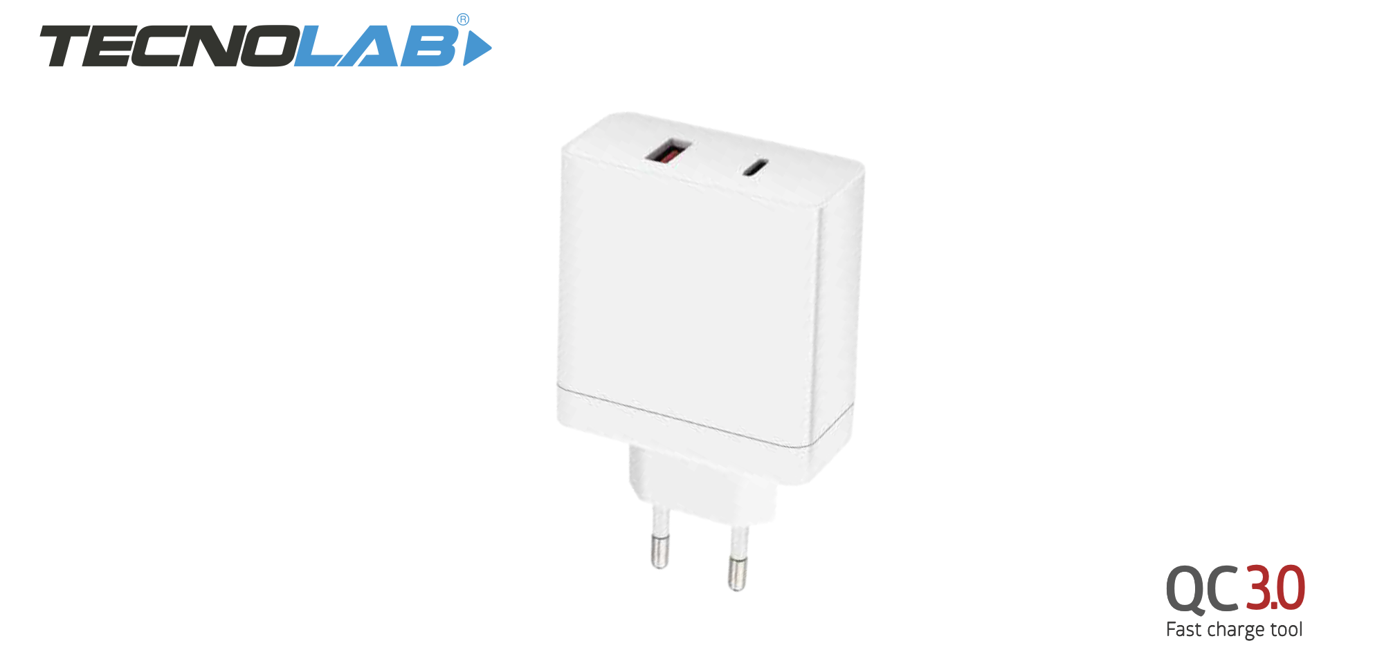 CARGADOR CARGA SUPER RAPIDA 36W USB C + USB TECNOLAB TL186-0
