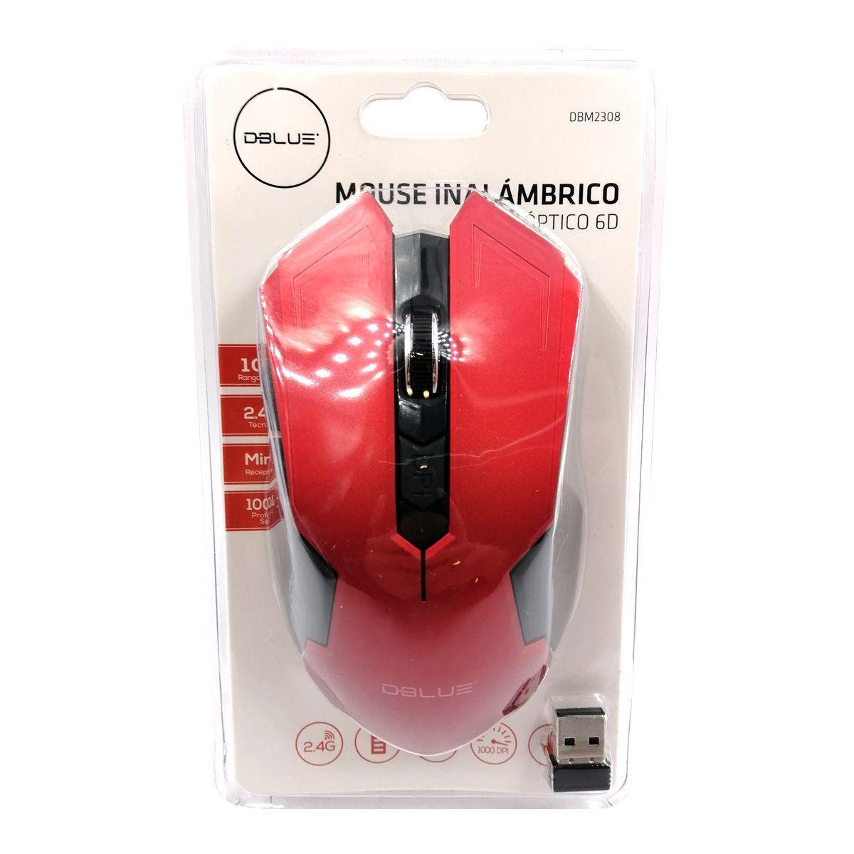 MOUSE INALAMBRICO DBLUE OPTICO 6D ROJO-0