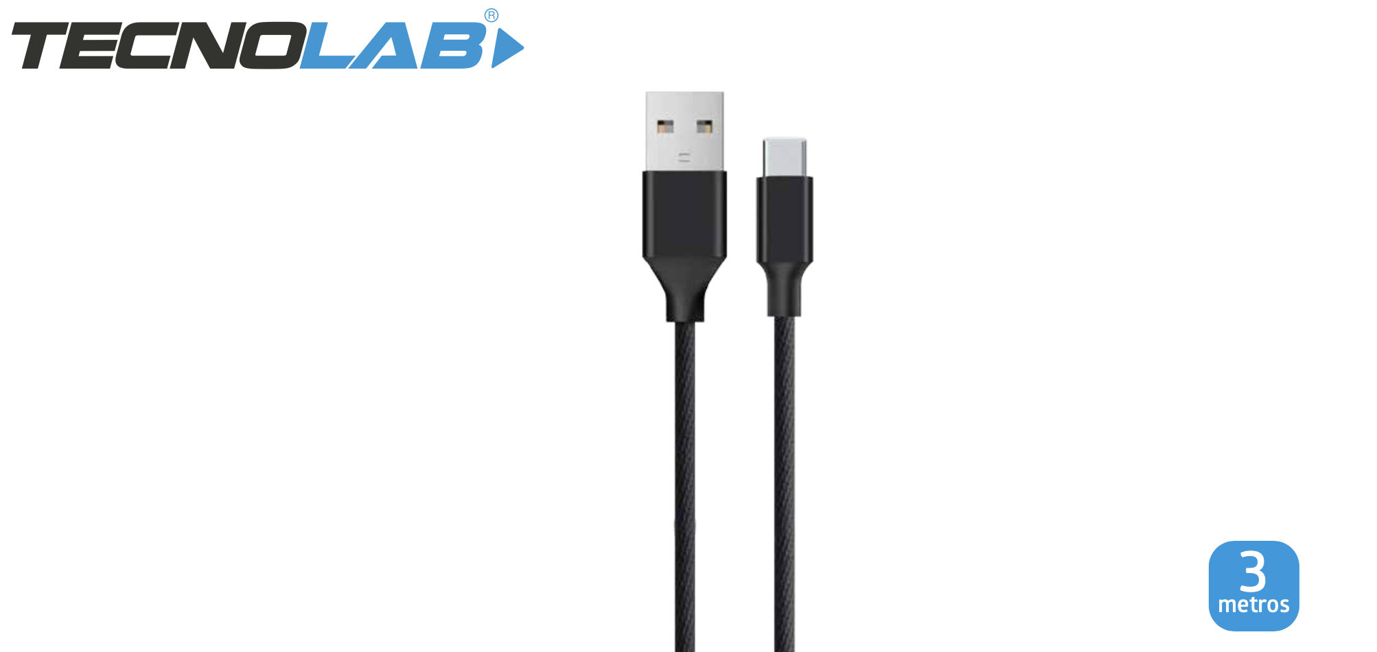CABLE USB A TIPO C  2.0 3 METRO TECNOLAB TL321 NEGRO-0