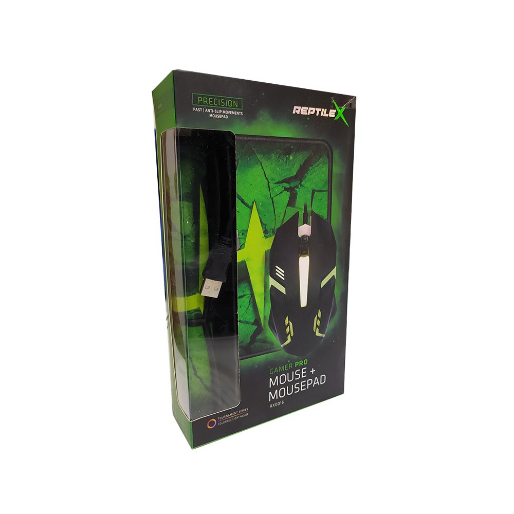 KIT GAMER MOUSE + MOUSE PAD REPTILEX RX0016-1