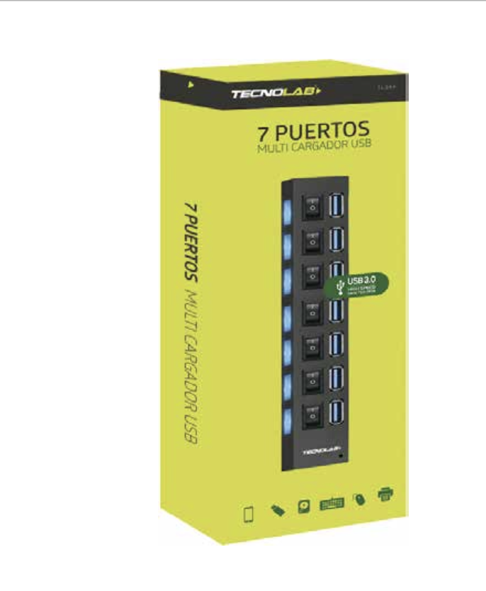 HUB USB 3.0 7 PUERTOS ALTA VELOCIDAD INDICADOR LED TL344-2