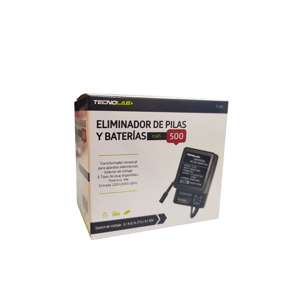 ELIMINADOR DE PILAS TECNOLAB 500 MAH TL103-0
