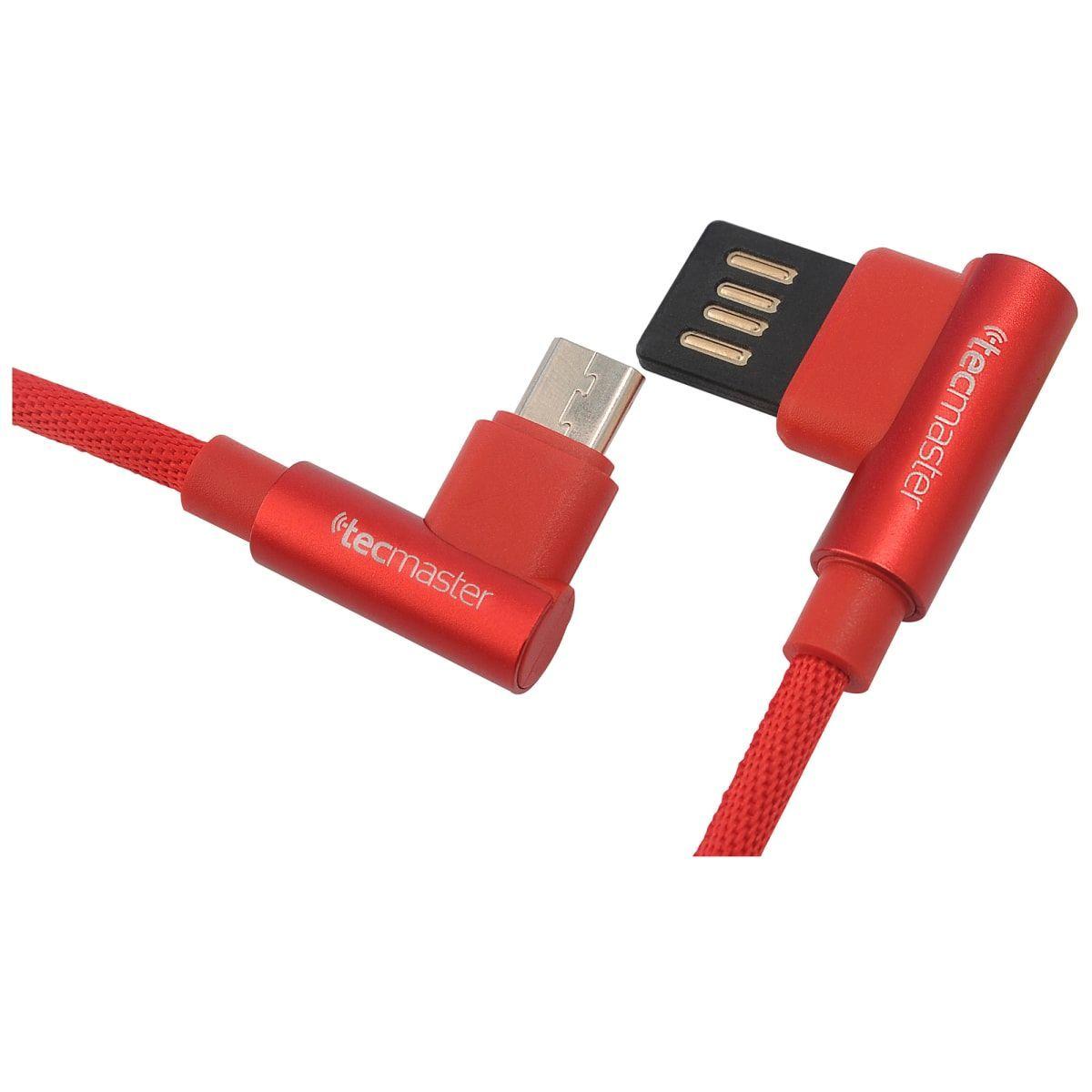 CABLE TECMASTER ROJO MICRO USB V8 TM-CB-MU90RD-2