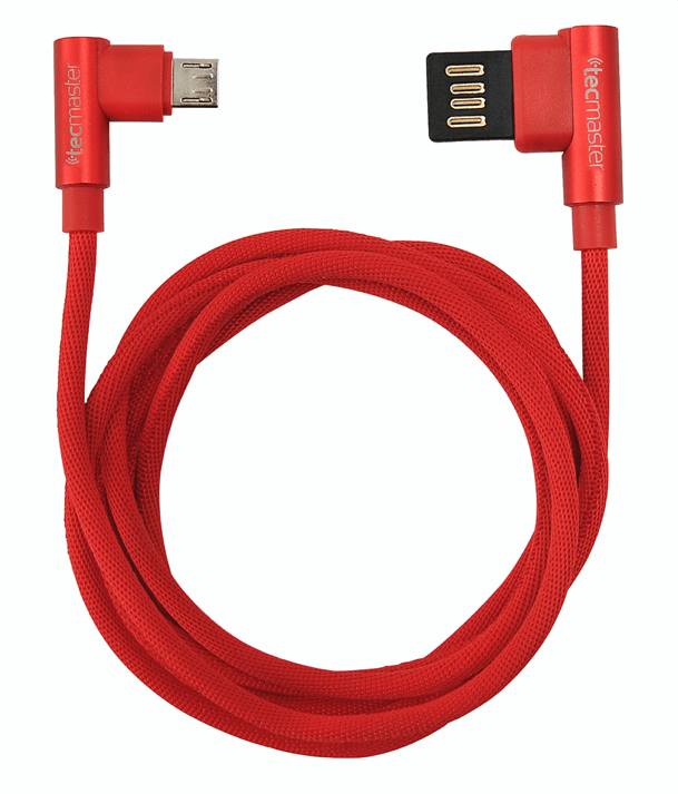 CABLE TECMASTER ROJO MICRO USB V8 TM-CB-MU90RD-1
