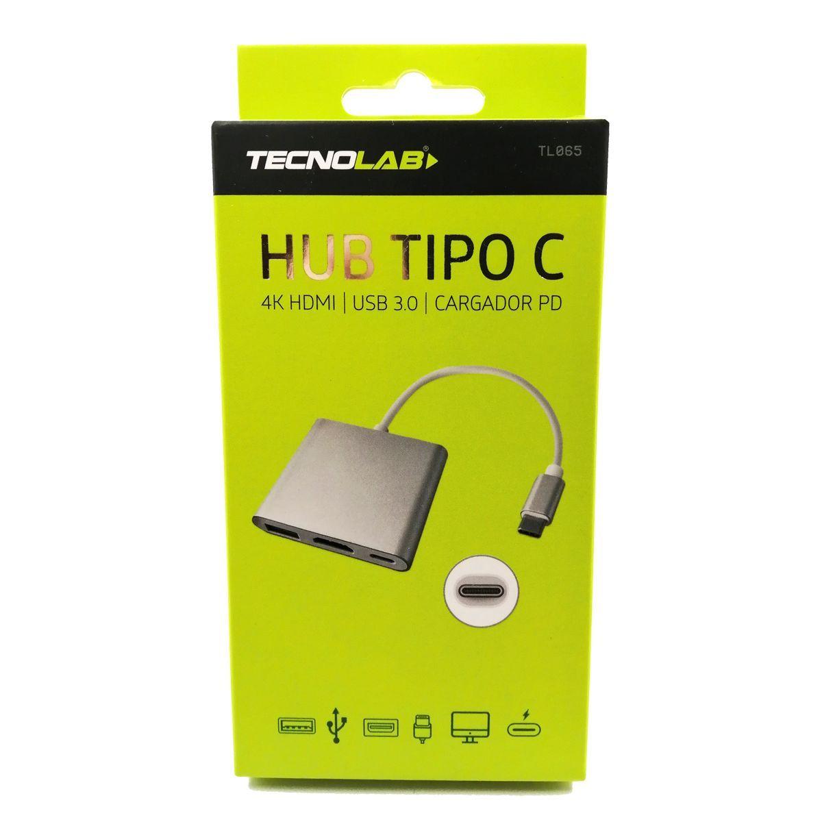 HUB TIPO C A HDMI 4K USB 3.0 - CARGADOR PD TECNOLAB TL065-3