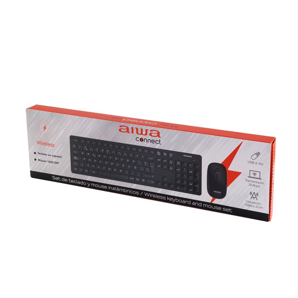 TECLADO INALAMBRICO AIWA HOME OFFICE + MOUSE AWC FC220B-2