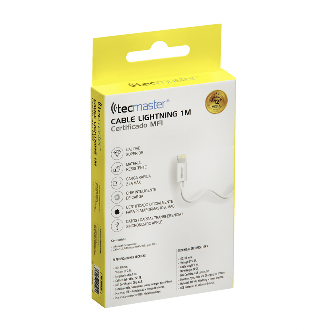 CABLE LIGHTNING CERTIFICADO MFI TECMASTER TM-200529 BLANCO-1