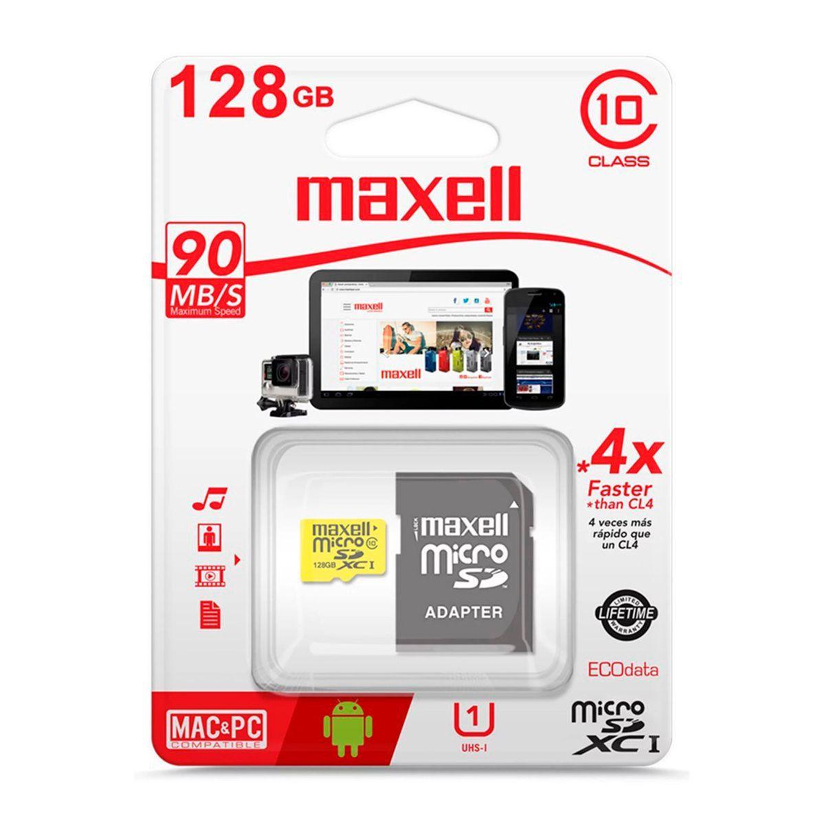 TARJETA MICRO SD XC MAXELL 128 GB CLASE 10 UHS-3 MOD.347521-0