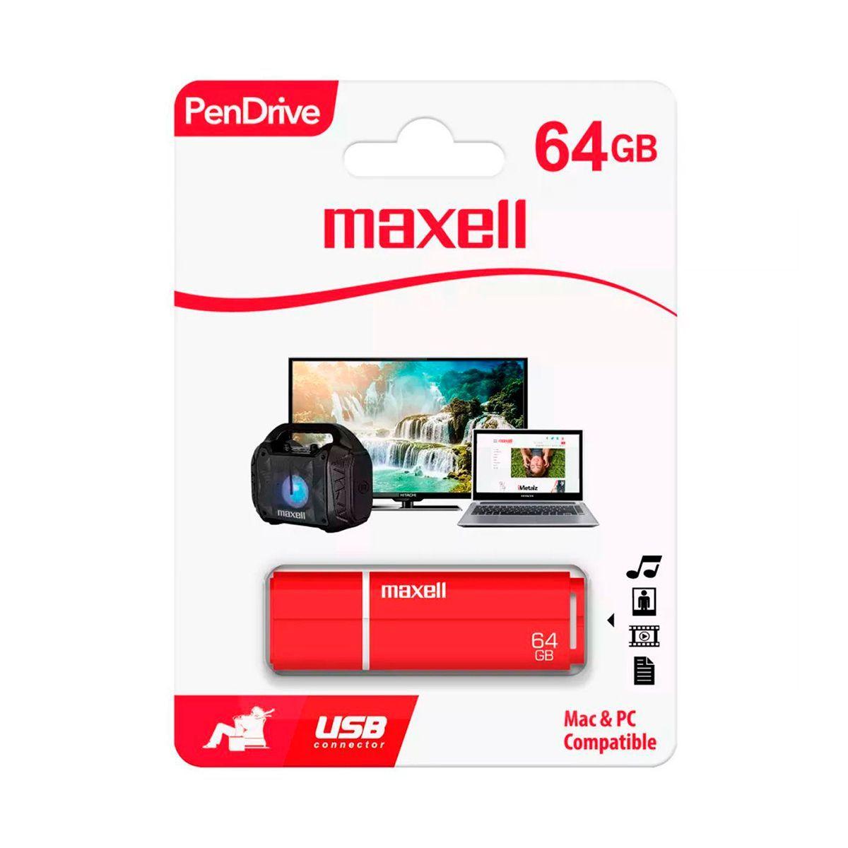 PENDRIVE MAXELL SIL 64 GB ROJO MOD.348337-1