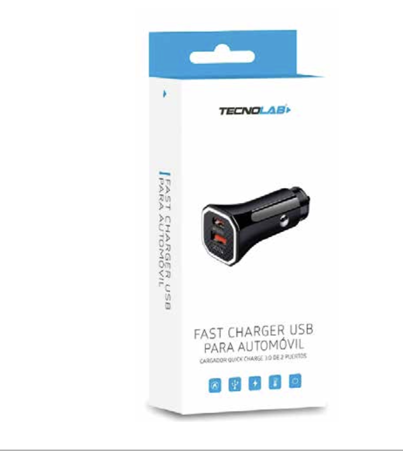 CARGADOR DE AUTO CARGA RAPIDA TECNOLAB 20W PD USB 3.0 TL184-2