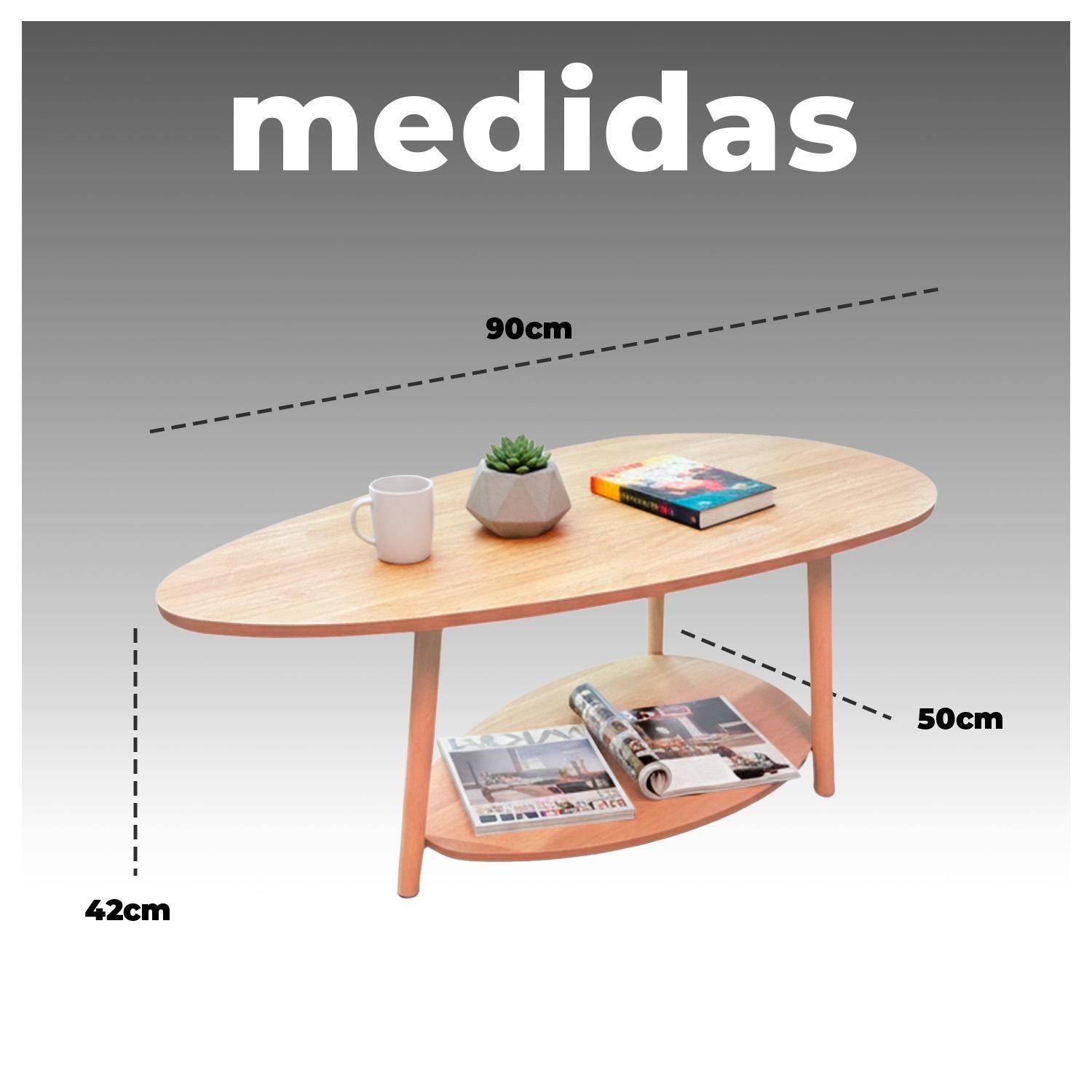 Mesa de Centro Ovalada Moderna Minimalista con Almacenamiento-5