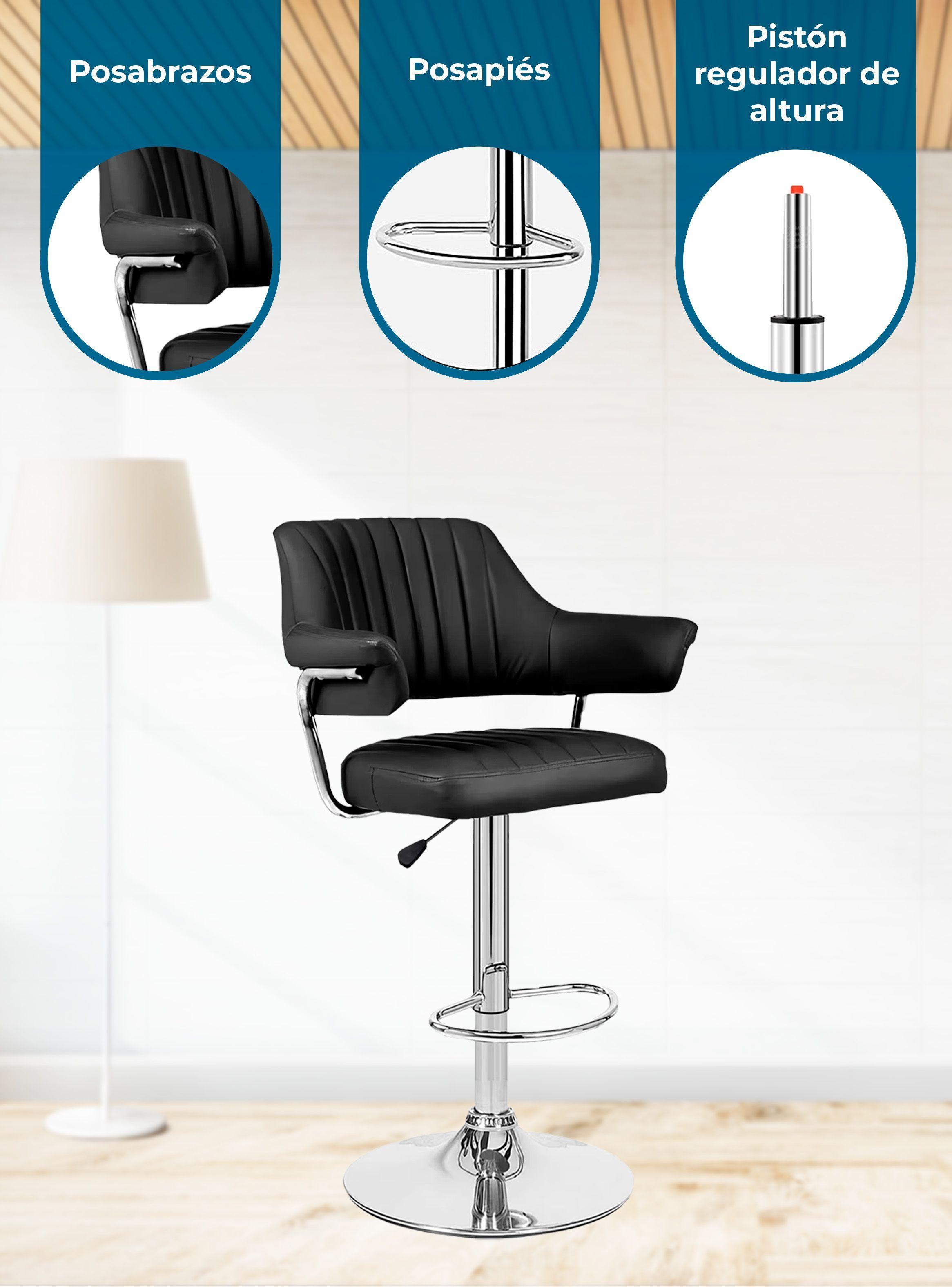 Pack 2 Silla Piso Bar con Respaldo y Reposabrazos-1