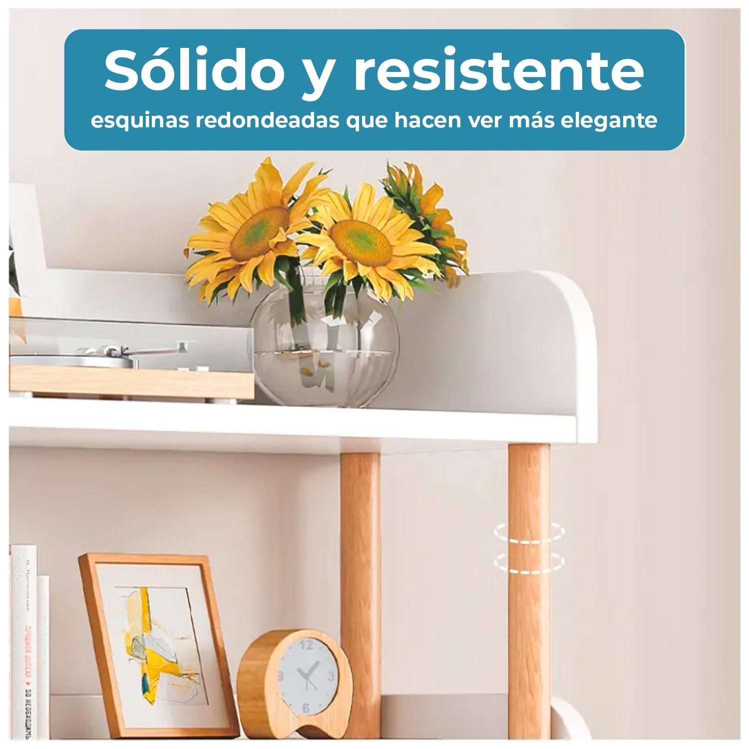 Librero Blanco 5 Niveles con Repisas Abiertas Estilo Nórdico-2