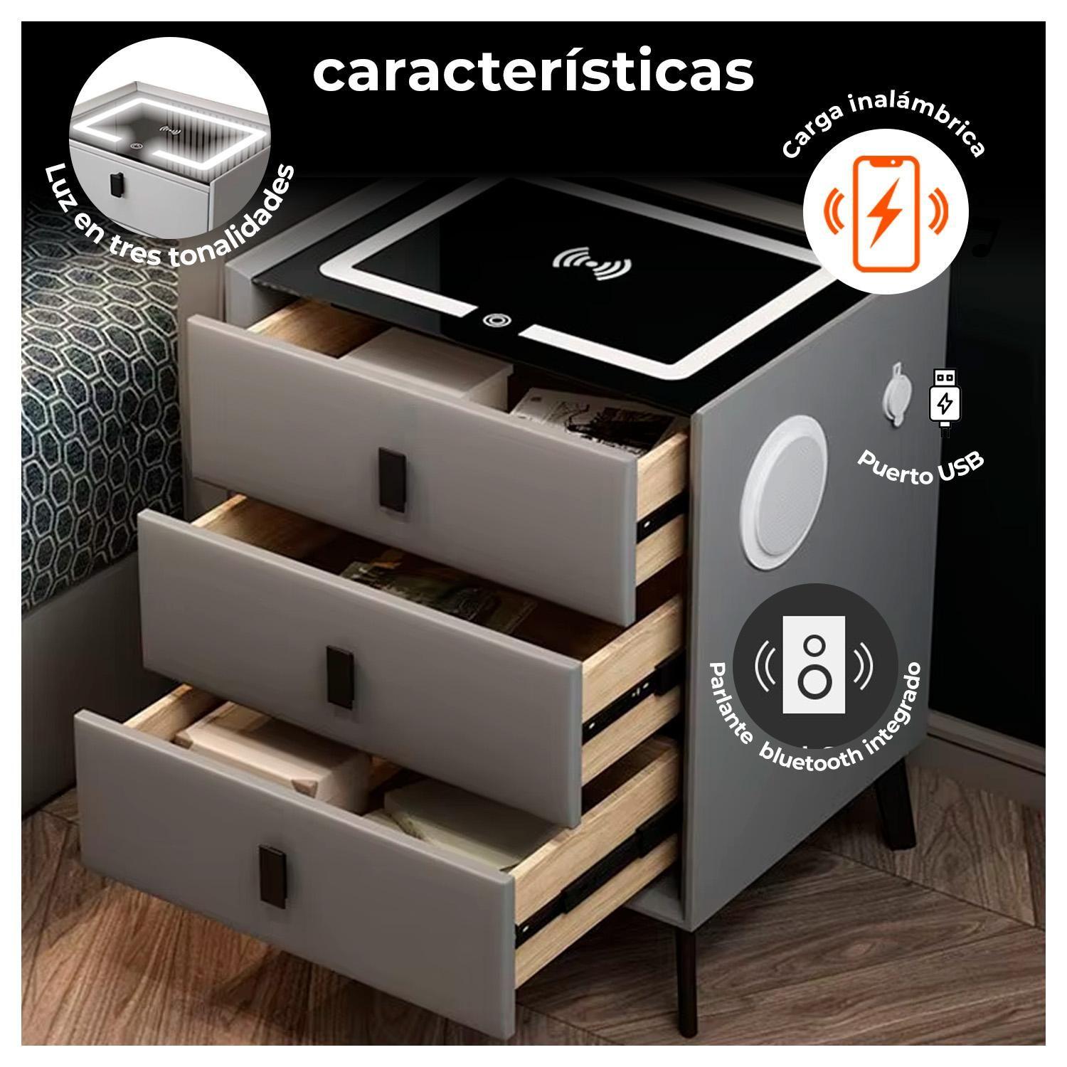Pack 2 Mesa de Noche Inteligente Cajones Tecnología Integrada-1