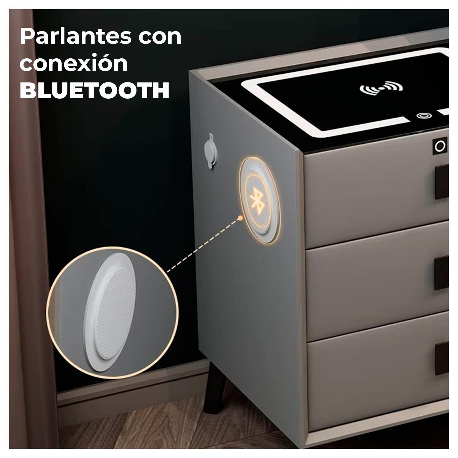 Pack 2 Mesa de Noche Inteligente Cajones Tecnología Integrada-3