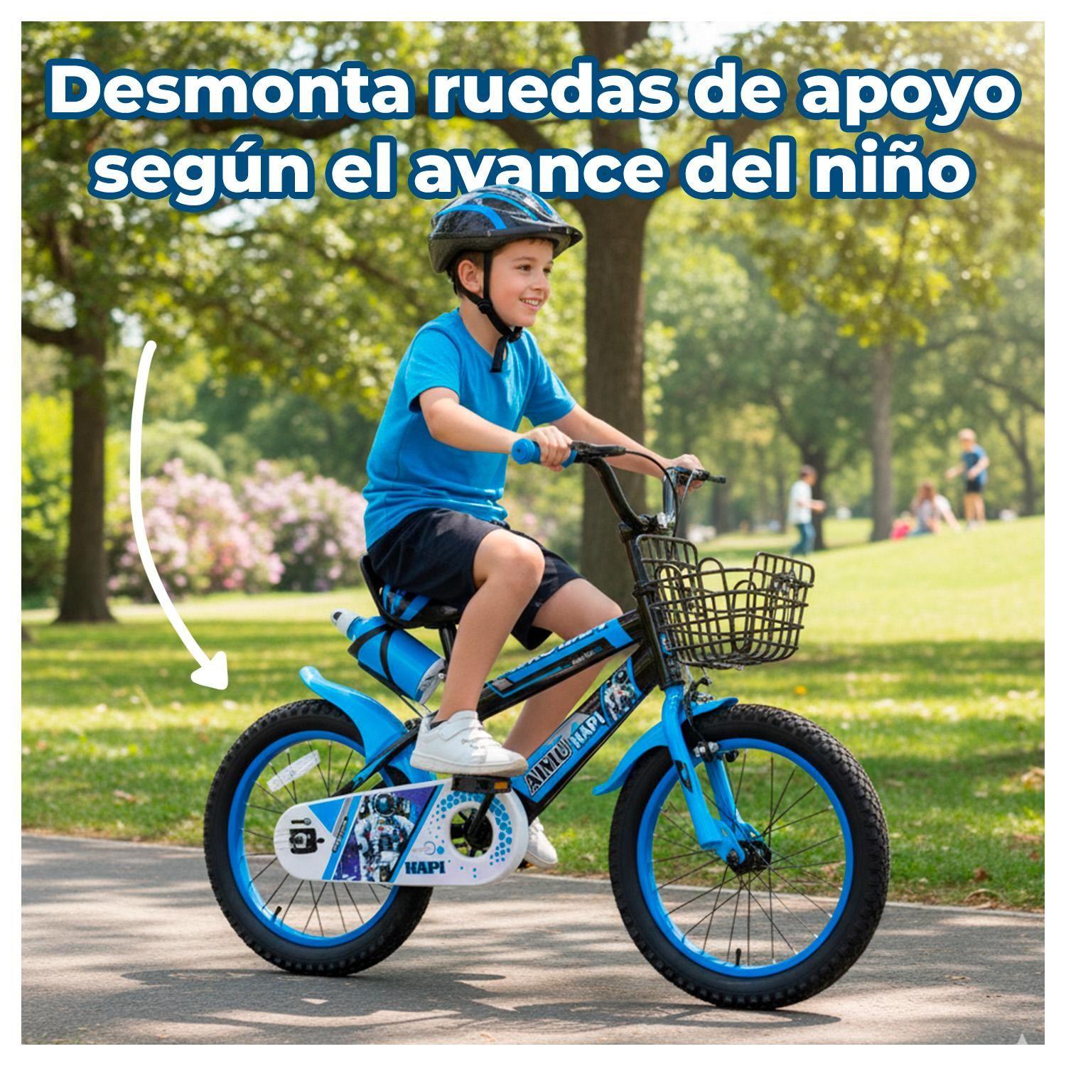 Bicicleta Infantil Aro 16 con Canasto y Botella para Niños-3