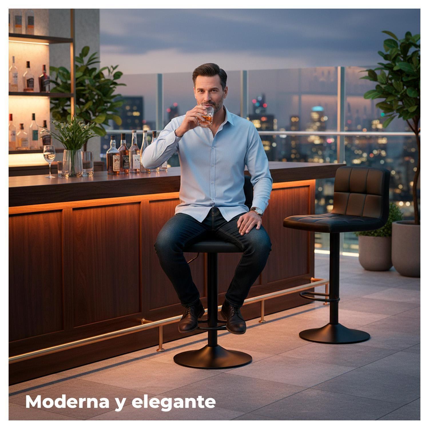 Silla de Bar con Base Mate y Altura Regulable Diseño Moderno-2