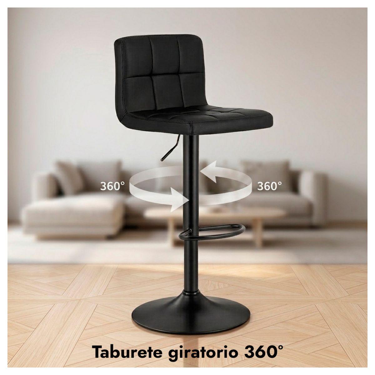 Silla de Bar con Base Mate y Altura Regulable Diseño Moderno-2