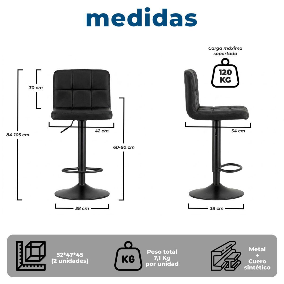 Silla de Bar con Base Mate y Altura Regulable Diseño Moderno-7