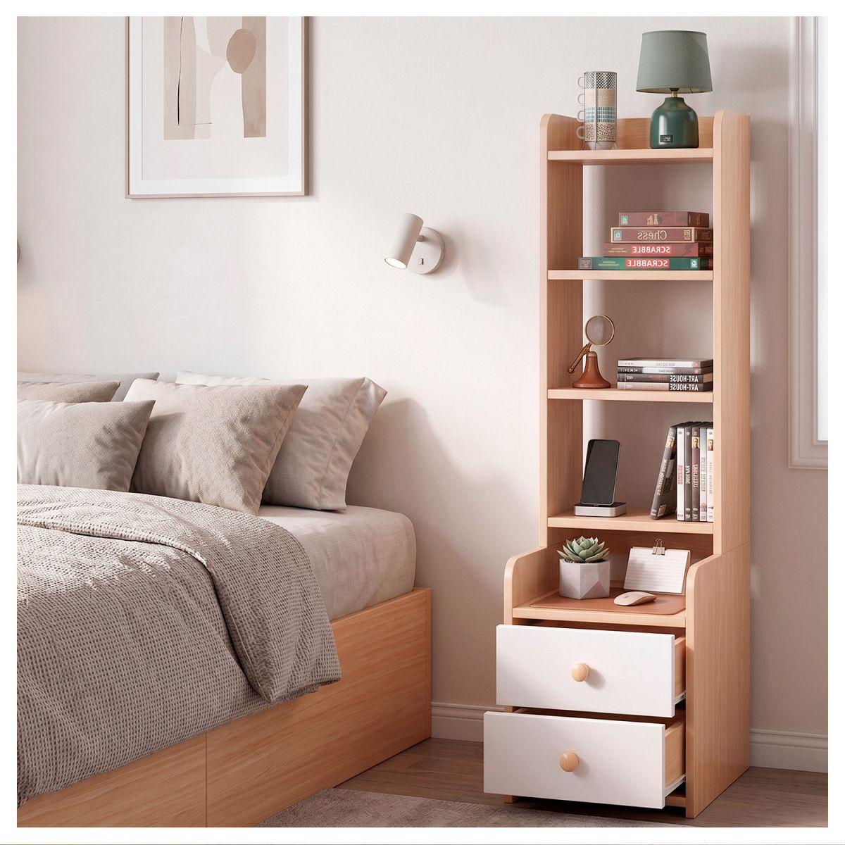 Velador Mueble Organizador Con Repisas Cajones Madera Dormitorio-7
