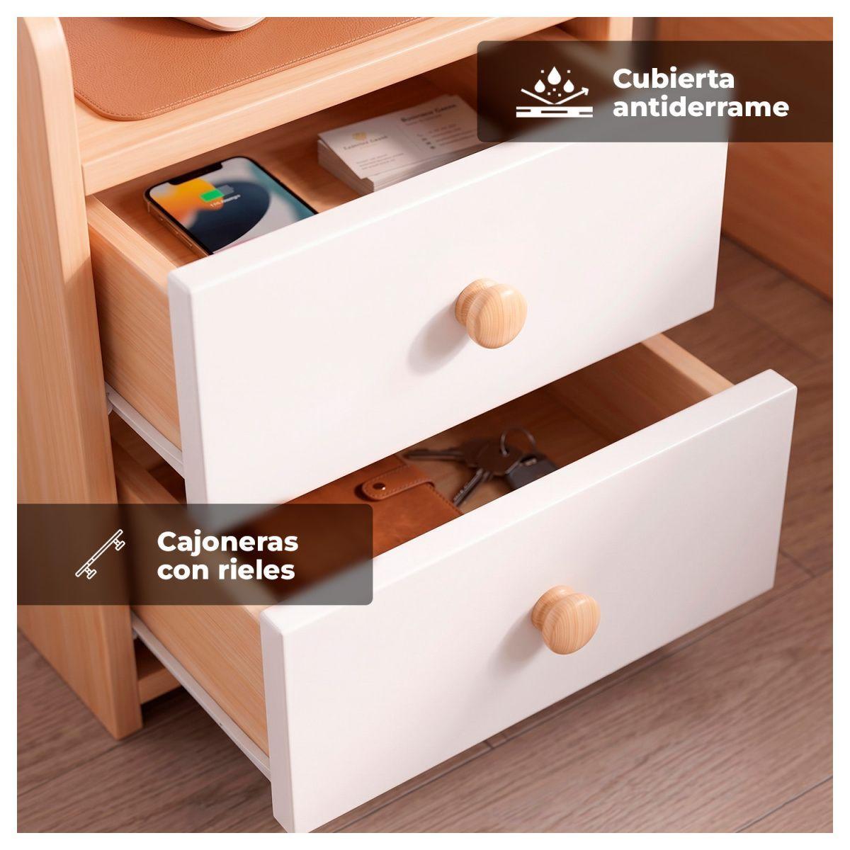 Velador Mueble Organizador Con Repisas Cajones Madera Dormitorio-3